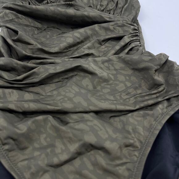 Profile by Gottex Luminous Safari V-Neck One Piece Swimsuit Olive US Size 8 - Picture 4 of 8